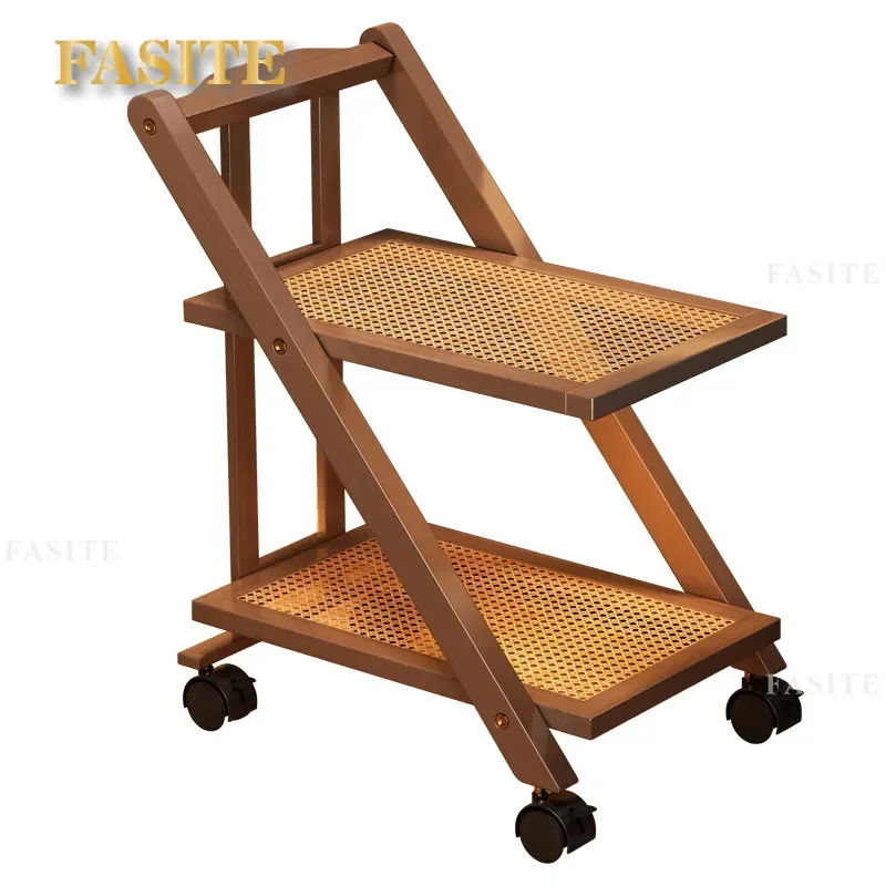 Foldable Multi-layer Bedside Table Shelf Coffee Table Storage Sofa Bookshelf Floor-to-ceiling Bedroom Snack Trolley