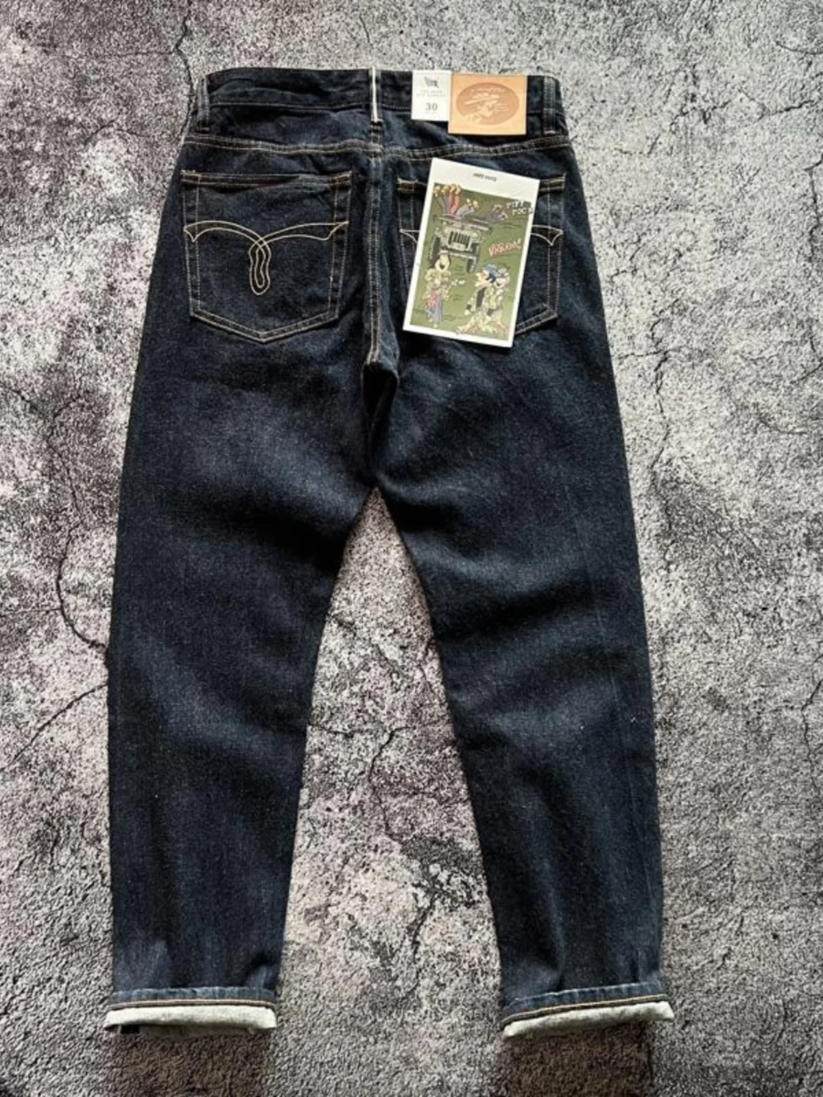 하이 퀄리티 아메리칸 레트로 슬림 스트레이트 데님 청바지, 워싱 사이즈 제거 브러시드 100% 코튼, 레드 셀비지 데님 팬츠