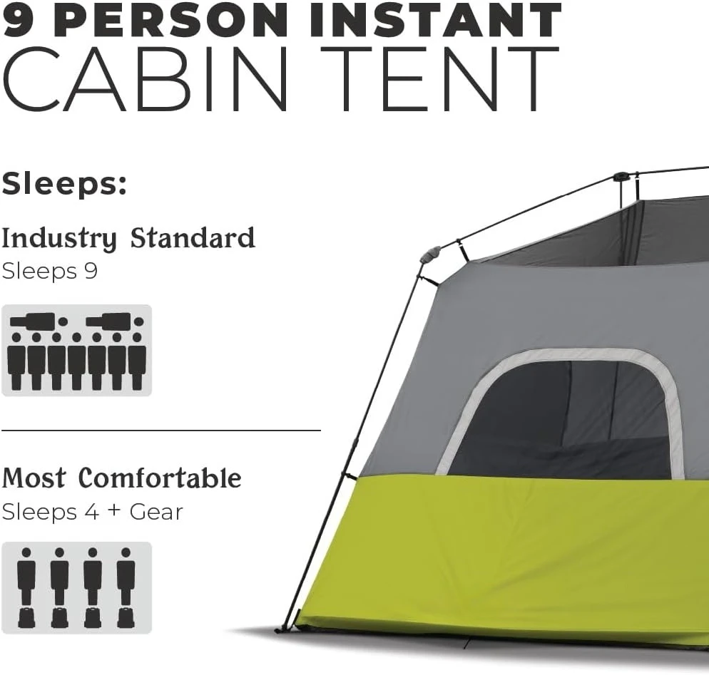 Tienda de campaña tipo cabina instantánea para 9 personas - 14' x 9', verde (40008)