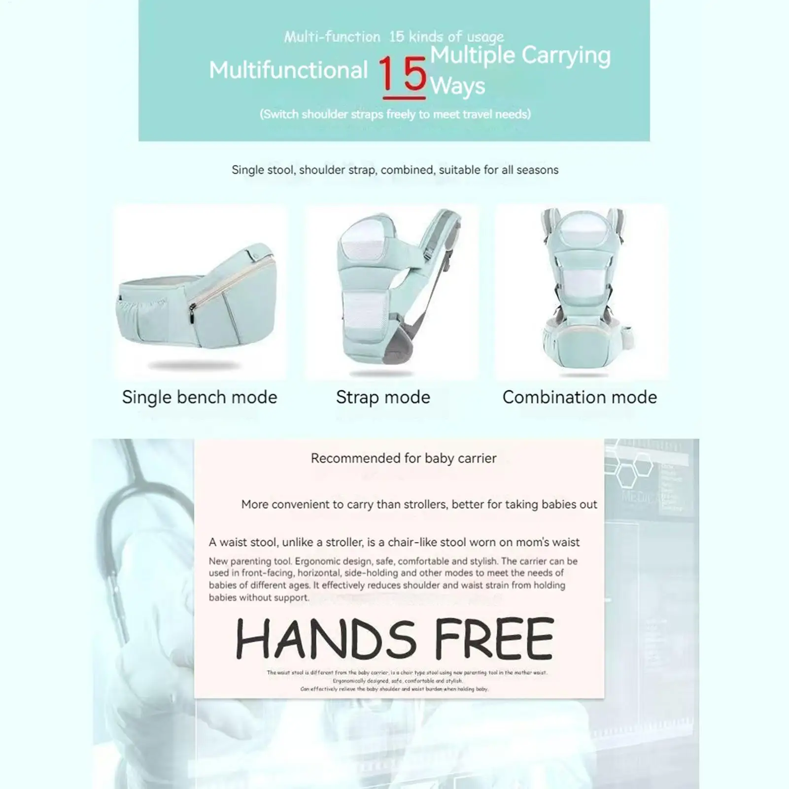 

Kid Holder Carrier Adjustable Bassinet Stroller Wrap Ergonomic Lightweight Carrier For Hiking Airplane Registry Mom Dad Travel