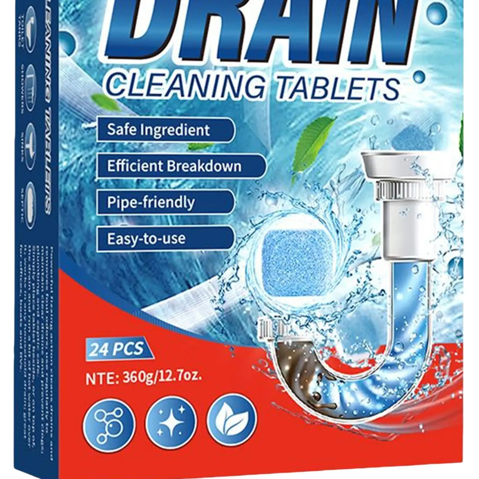 Drain Clog Remover Powerful Cleaning Declogger Sink and Drain Cleaner Pipe Tablets for Bathtub Toilet Bathroom Laundry Basement view 5