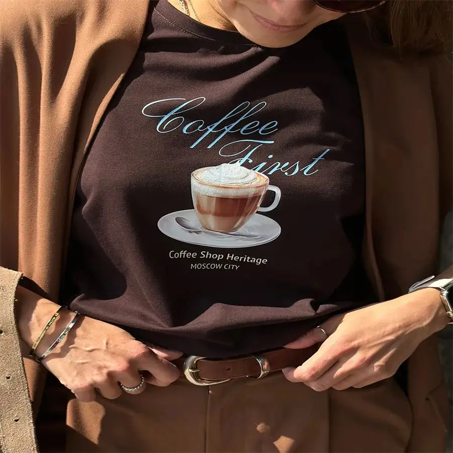 Comfortable Women's Dark Coffee Cotton T-Shirt 