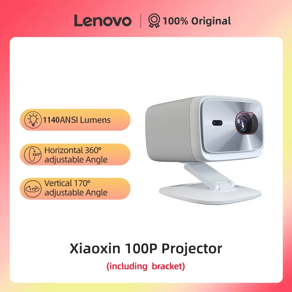Proiettore originale Lenovo Xiaoxin 100P 1140 ANSI Messa a fuoco automatica Wifi6 Smart Home Theater 360 PTZ Supporto Proiettore portatile 4K HD