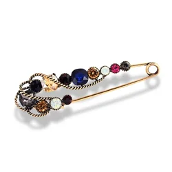 Pentagram Flower Brooch Retro Natural Stone U-shaped Safety Pin Clothing Animal Plant Shapes Decoration Overcoat Unisex