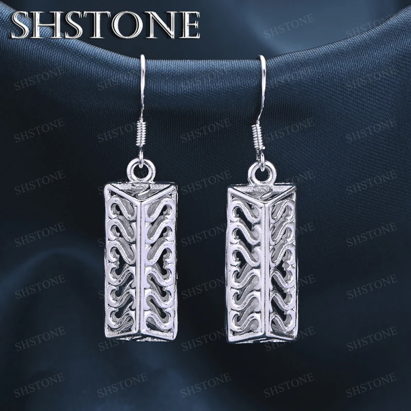 

Luxury 925 Sterling Silver Hollowed Out Triangular Drop Earrings Vintage Exquisite Jewelry Women Engagement Wedding Party Gifts
