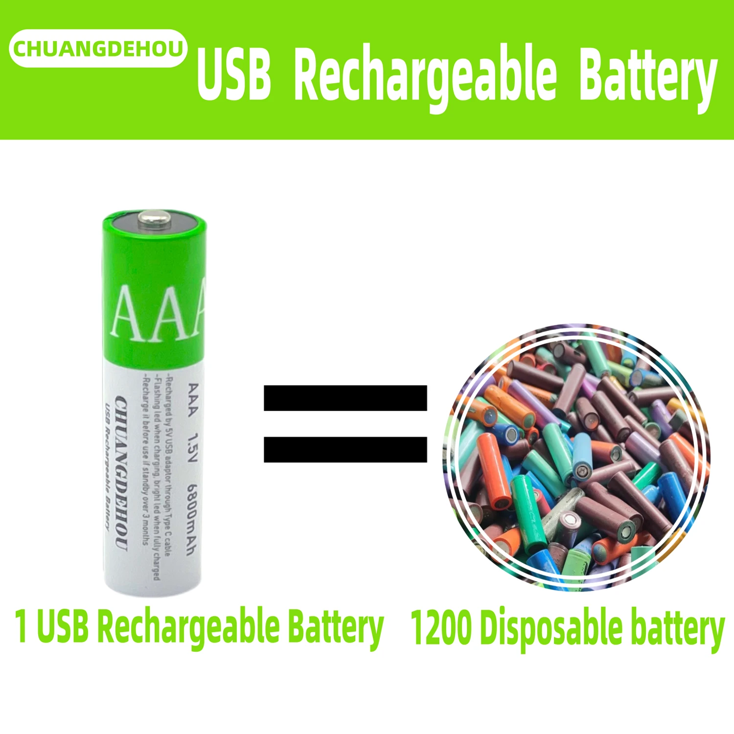 Bateria AAA Akumulator litowy AAA 1,5 V 6800 mAh, bezpośrednie szybkie ładowanie USB-C, bateria AAA z regulacją mocy USB