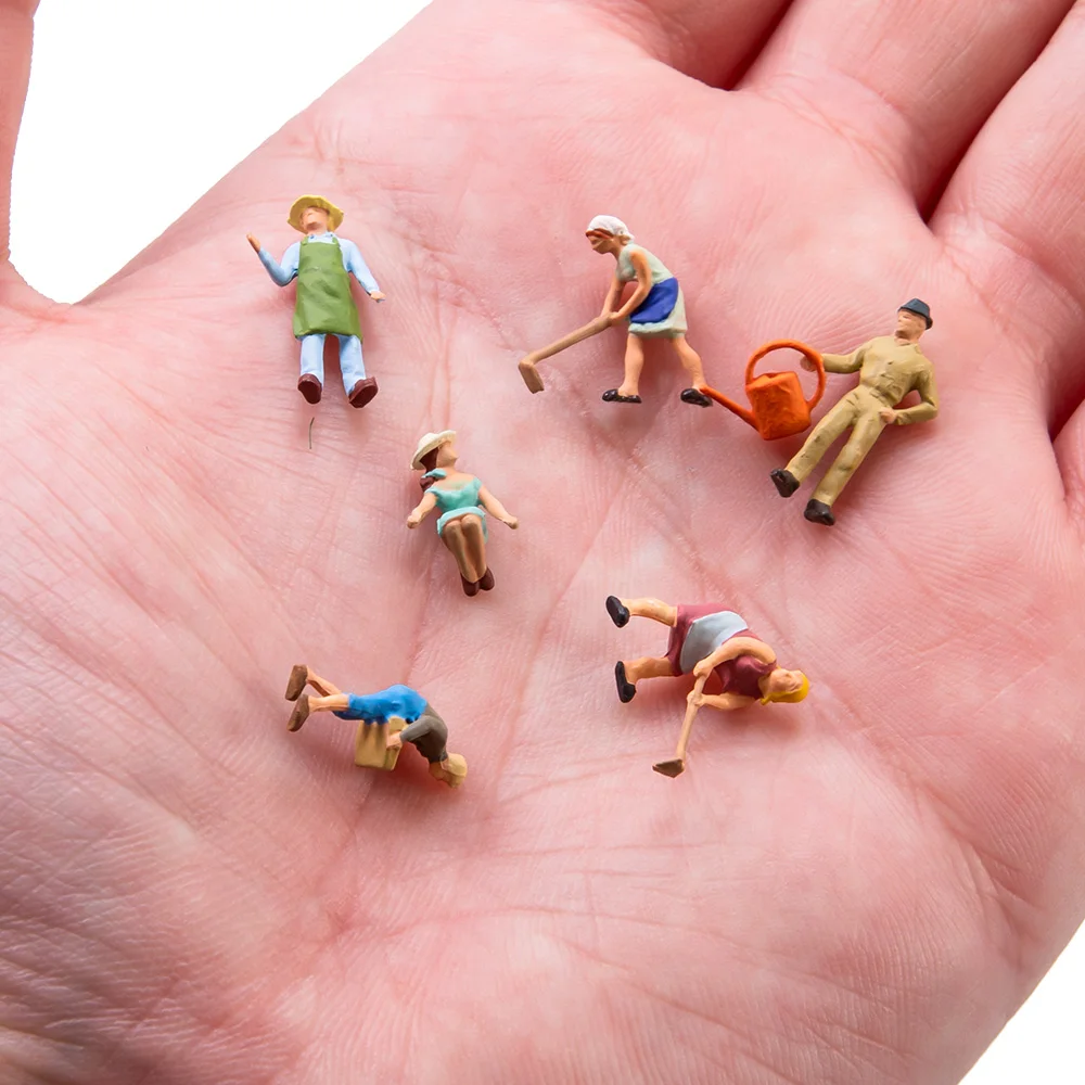 

6pcs/set HO Miniature Farm People 1:87 Model Painted Figures ABS DIY Plastic Toys Architecture Building Materials for Diorama