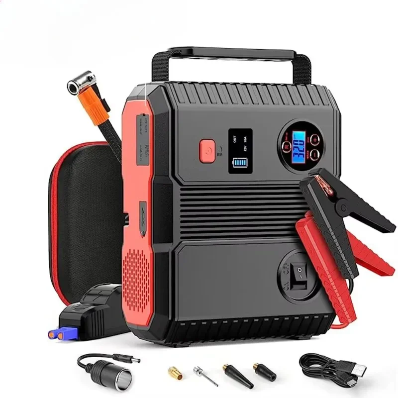 Multi-Functional Car Jump Starter With Air Compressor 24000Mah 3000A with LCD Display and LED Light Portable Power Bank