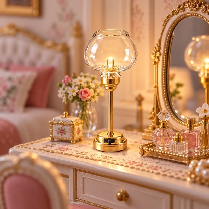 Doll House LED Lamp for Ages 14 and Up, Push Button and No External Wiring, Battery-Powered for 1:12 Room and Display 15UB