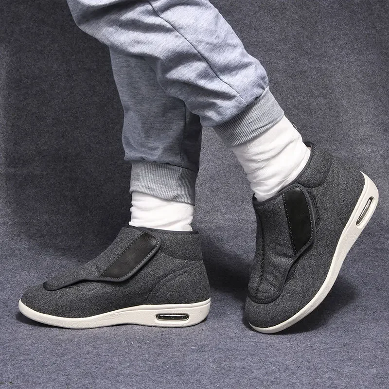 XIHAHA Winter Velvet Orthopedics Wide Feet Swollen Shoes Eversion Adjusting Soft Comfortable Diabetic Shoes Walking Shoes