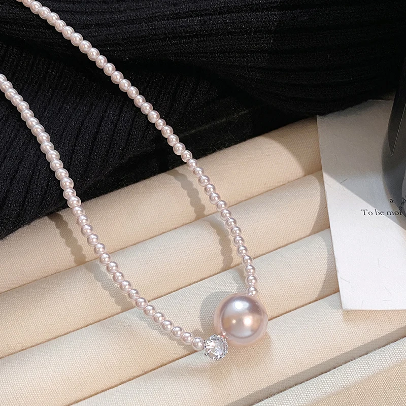 Elegante Designer Manta Lila Imitationsperlen-Halskette für Damen Kettenschmuck Accessoire Stilvolles Luxus-Design 2026 Trend – Detail 5