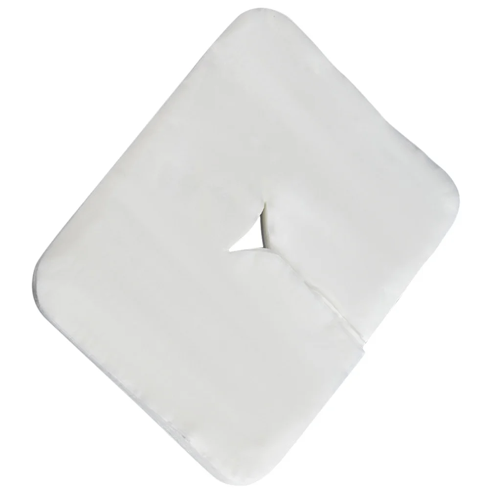 100Pcs Sarung Bantal Pijat Sekali Pakai Bahan Nonwoven Lembut dan Bernapas, Alas Sandaran Kepala untuk Spa Salon, Penutup Tempat Tidur Pijat dengan Lubang