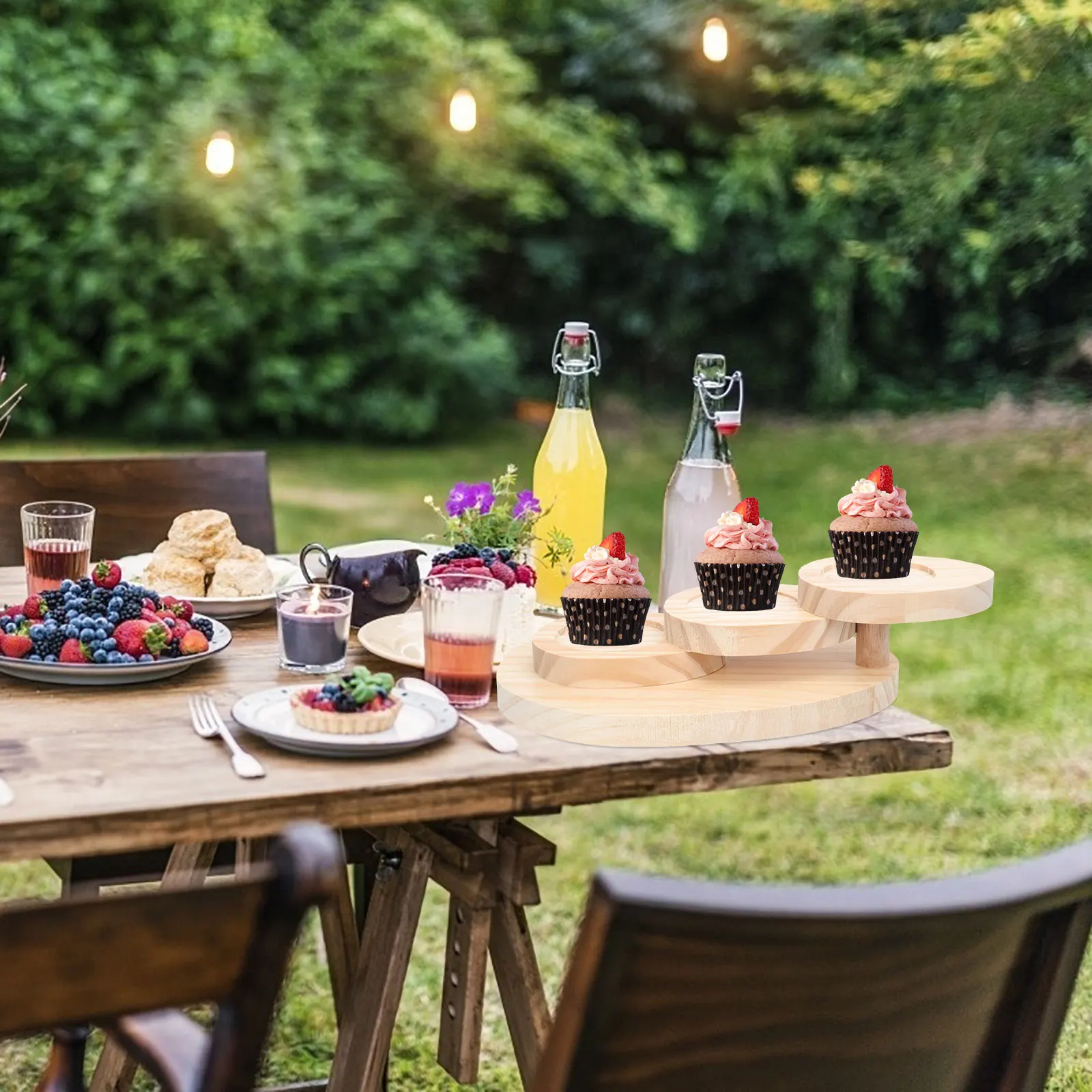 

Wooden 3-Tier Cake Stand Display Rack For Desserts Cupcakes Cakes Party Wedding Birthday Storage Flower Pot Holder Dessert Tray