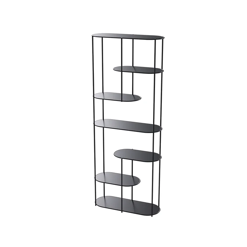 Light luxury wrought iron bookshelves, floor-to-ceiling storage shelves, office display shelves, multi-layer simple bookcases
