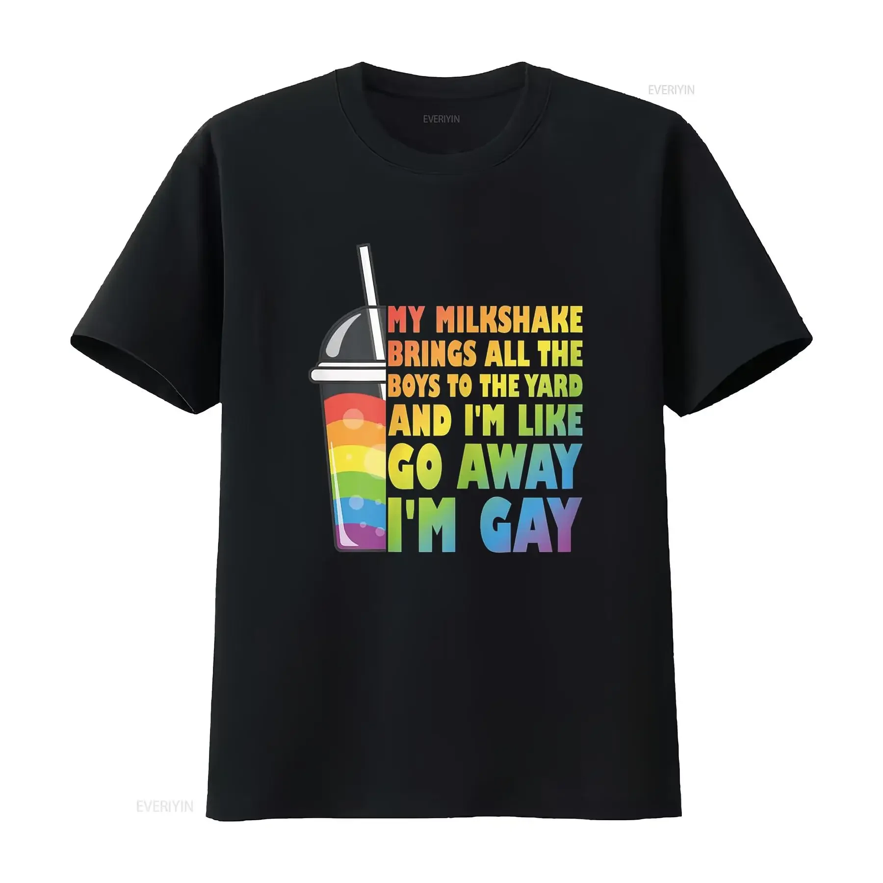 Funny My Milkshake Brings All The Boys To Yard LGBTQ Pride Month T Shirt vintage Washed Stretched streetwear Comfortable