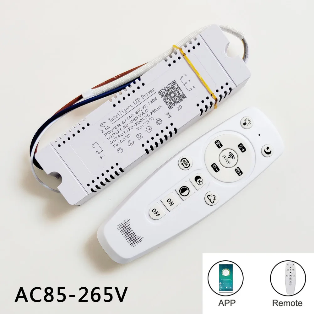 AC85-265V RF 2.4G Remote Palette Drive Phone APP Control LED Driver 12W-160W Lighting Transformer For Dual Colors Lamps