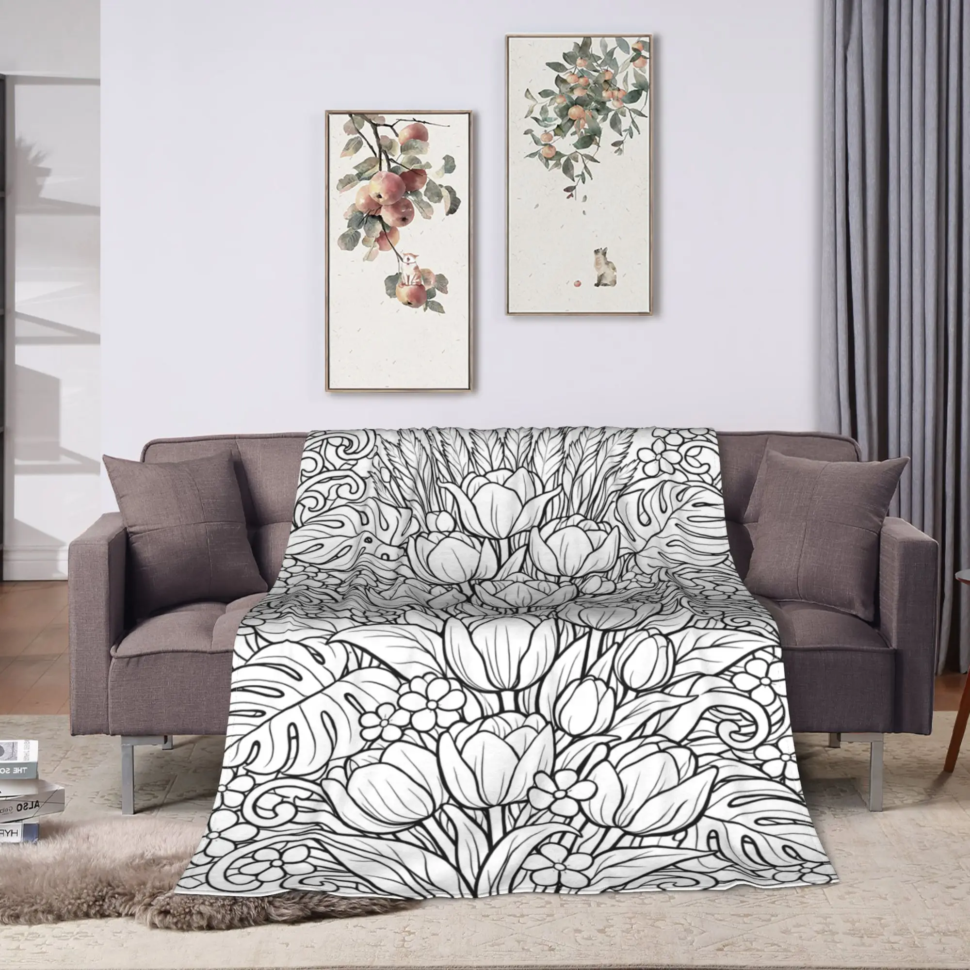 Butterfly Rose Branch Line Blankets Quality Warm Soft  Throw Blanket Spring Airplane Travel Couch Chair Novelty Bedspread