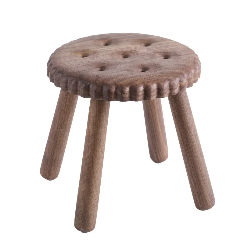 

Black walnut/beech natural wood logs cute biscuits small bench kindergarten baby creative small stool