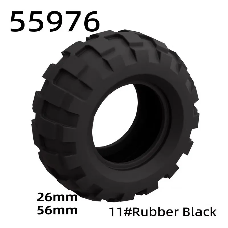 4 pçs moc rodas técnicas pneu 15413 44309 55976 56145 apto para caminhão de reboque resistente blocos de construção peças diy brinquedos tanque peças