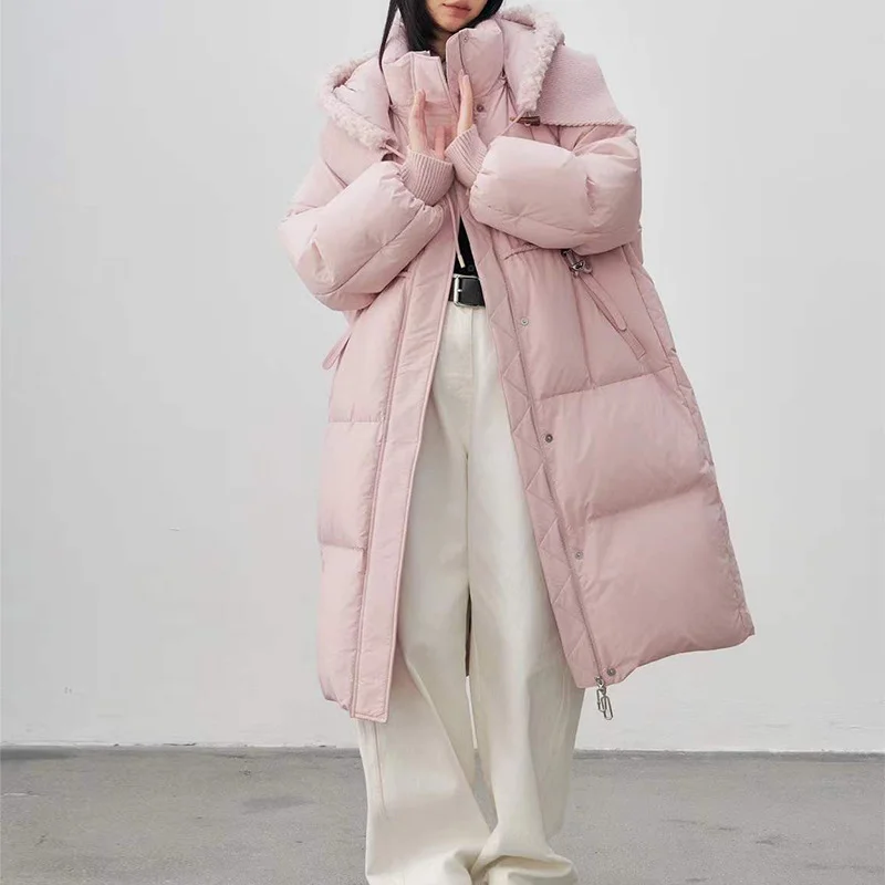 Lange Daunenjacke für Damen für Herbst/Winter – modischer, übergroßer, verdickter, warmer, vielseitiger Mantel im neuen Stil, trendig