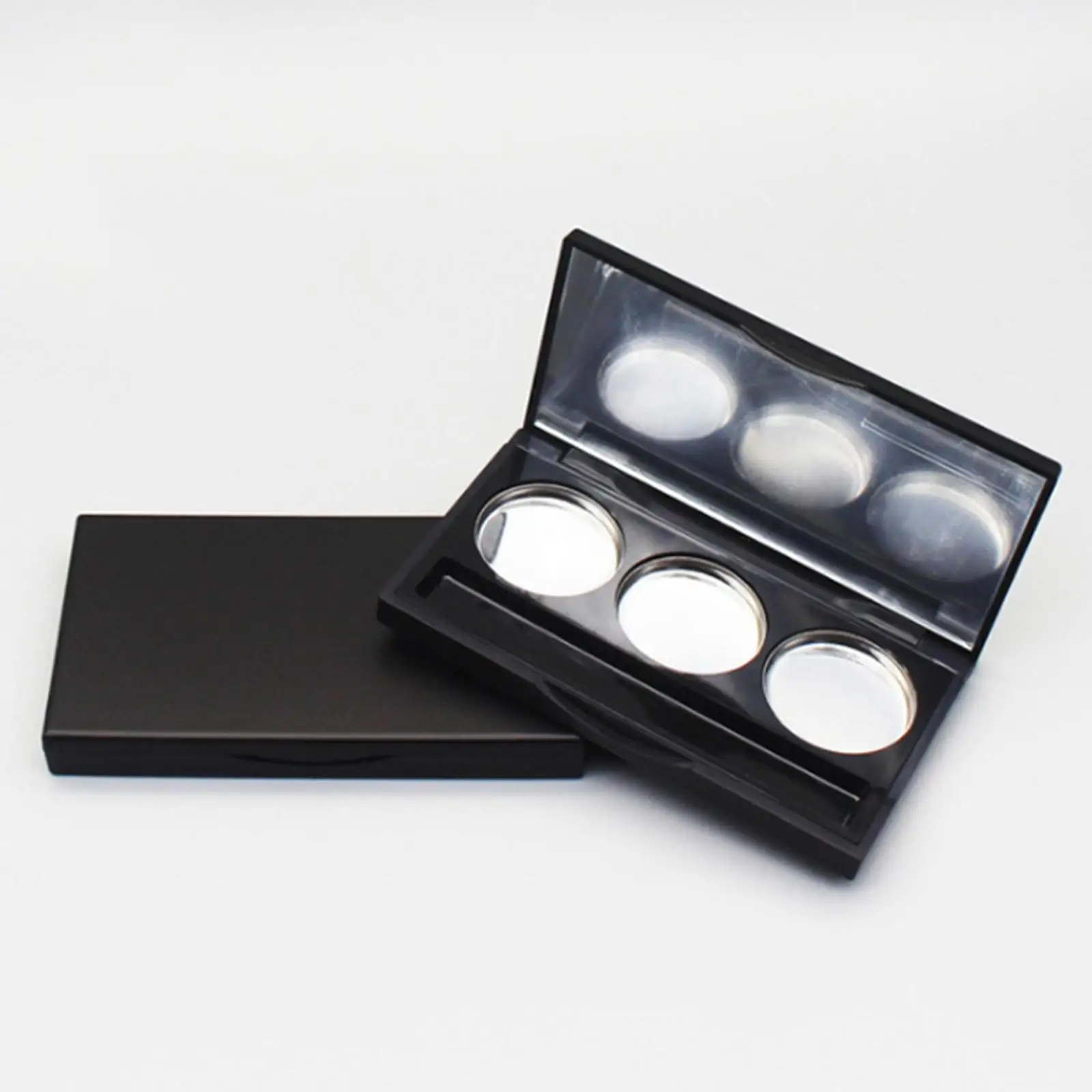 Caja vacía de sombra de ojos para mujeres y niñas, almacenamiento de sartenes redondas de aluminio con espejo, subcajas, 3 rejillas, 2 piezas