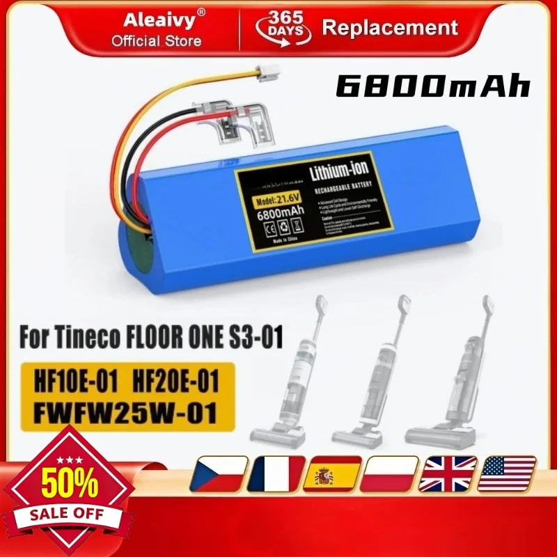 

Новая высококачественная аккумуляторная батарея 21.6V 4000/5600/6800mAh для пылесосов Tineco FW25M-01 FW25W-01 FW09010ECN HF10E-01 HF20E-01 S3-01