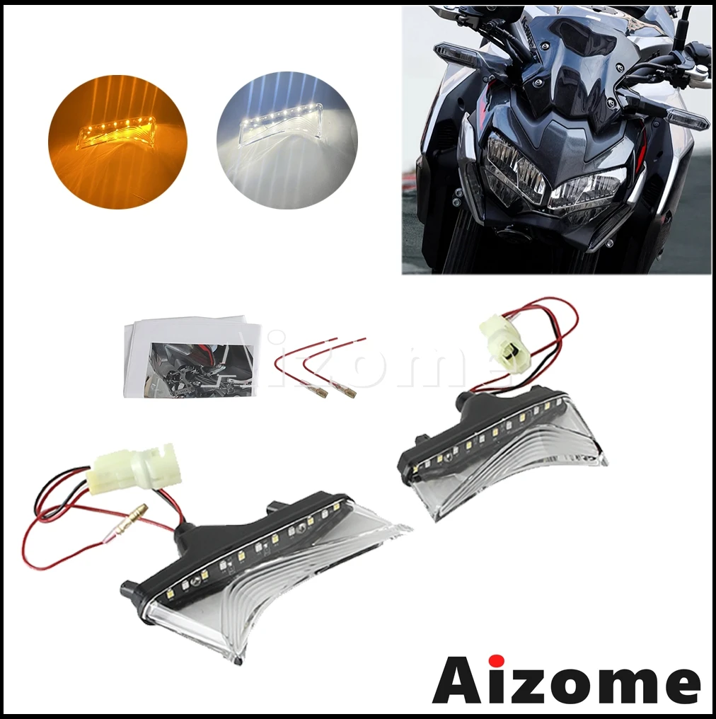 Motorcycle Front Turn Signal Lamp LED Daytime Running Lights Beside Headlight Small Lights For KAWASAKI Z900  Z 900 2020-2024