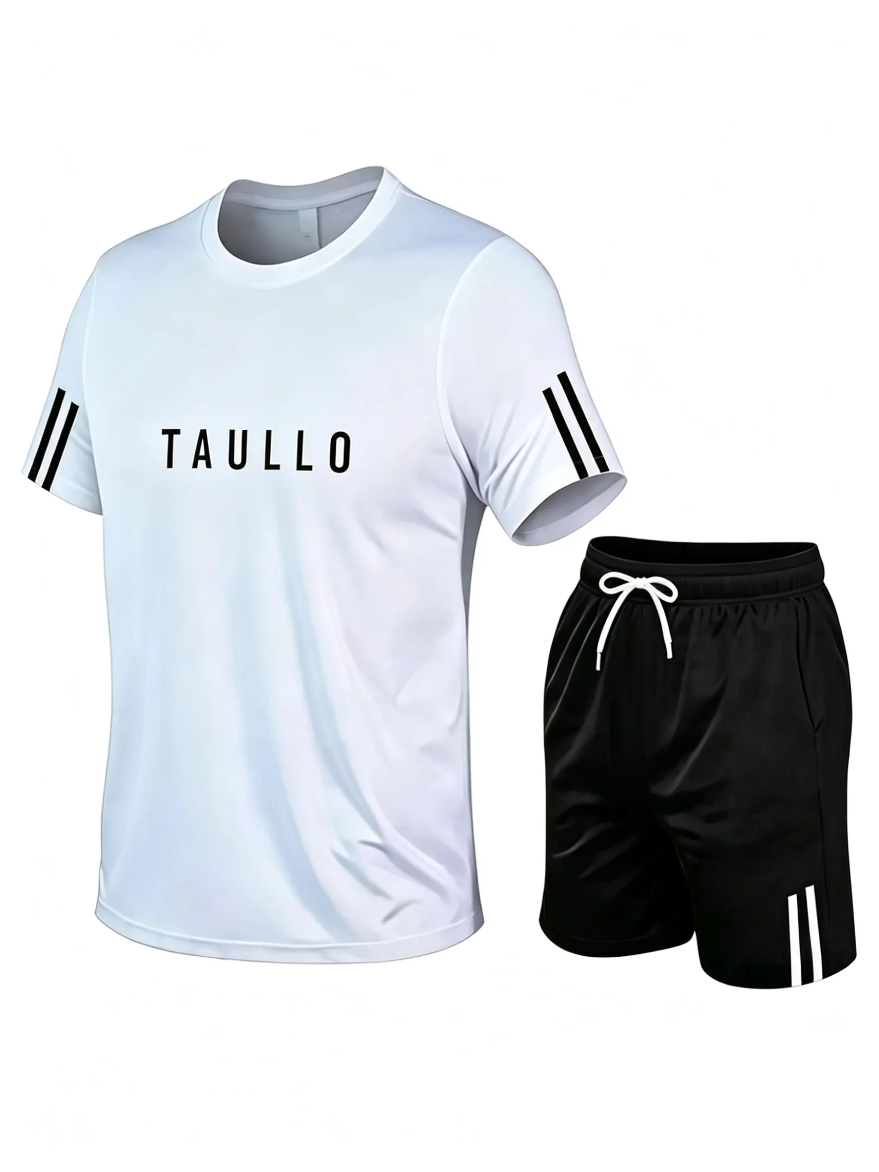 Summer men's sports short sleeved set, thin short sleeved T-shirt+shorts two-piece set, sports set two-piece set.