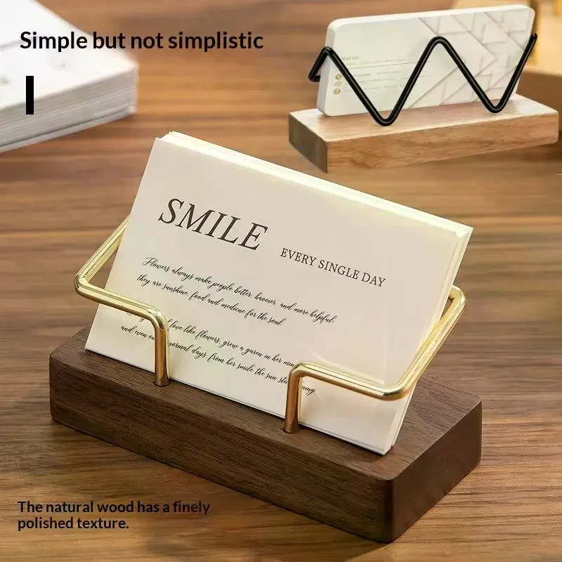 1Pcs Wooden Business Card Display Stand Wood Business Card Holder For Desk Postcard Holder Office Home Desktop Accessories view 3