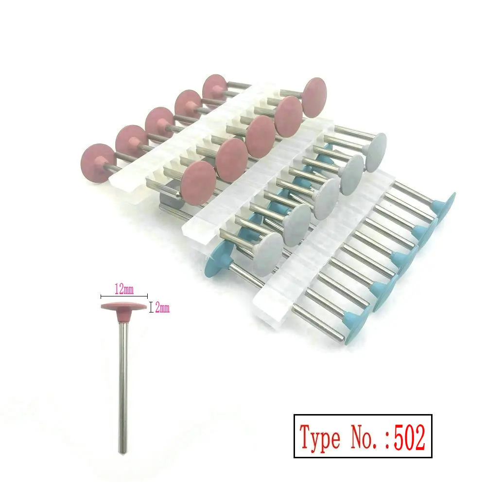 10 pz/set 2.35mm lucidatrici dentali in gomma siliconica frese per sbiancamento dei denti lucidatura trapano per lucidatura dentale punta per trapano per unghie