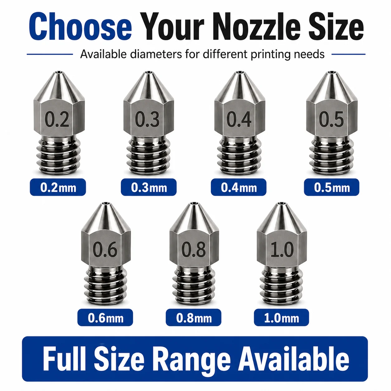 Hardened Steel Die Steel Nozzle for MK8 CR10 V6 M6 Thread Extruder Hotend Nozzle 1.75mm Filament view 6