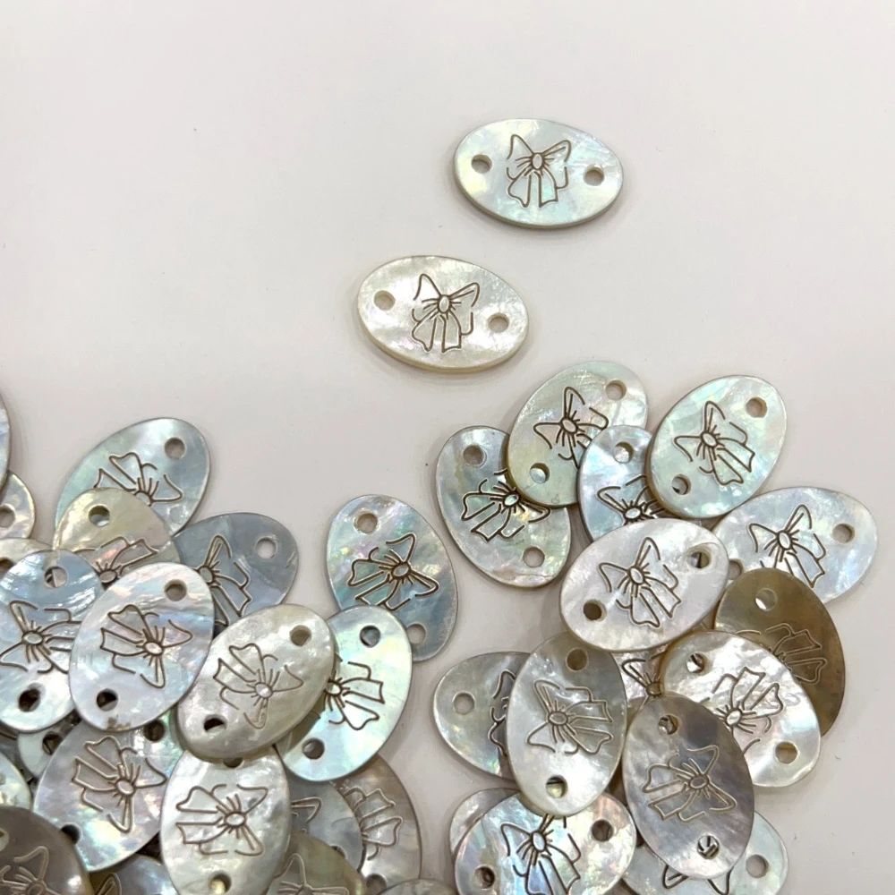 Exquisite Shell Label Button with Bow Pattern for DIY T-shirts Sweaters Hoodies Knitted Tops, Hats and Accessory Embellishments 2
