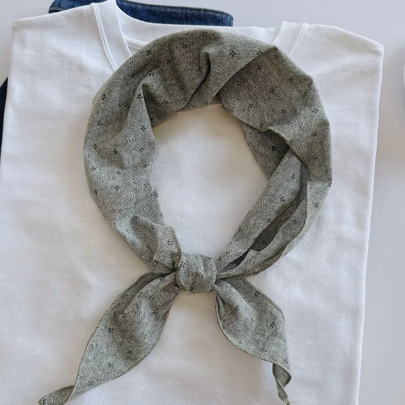 

Льняной шарф с цветочным принтом в земляных тонах для женщин, художественный ретро-шарф, дышащий, для весны и осени, теплый офисный шарф.