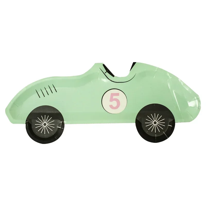 10 stücke Auto Geformt Einweg Pappteller Kind Junge Mädchen Glücklich Racing Auto Thema Geburtstag Party Dekore Einweg Dessert Tablett – Detail 5