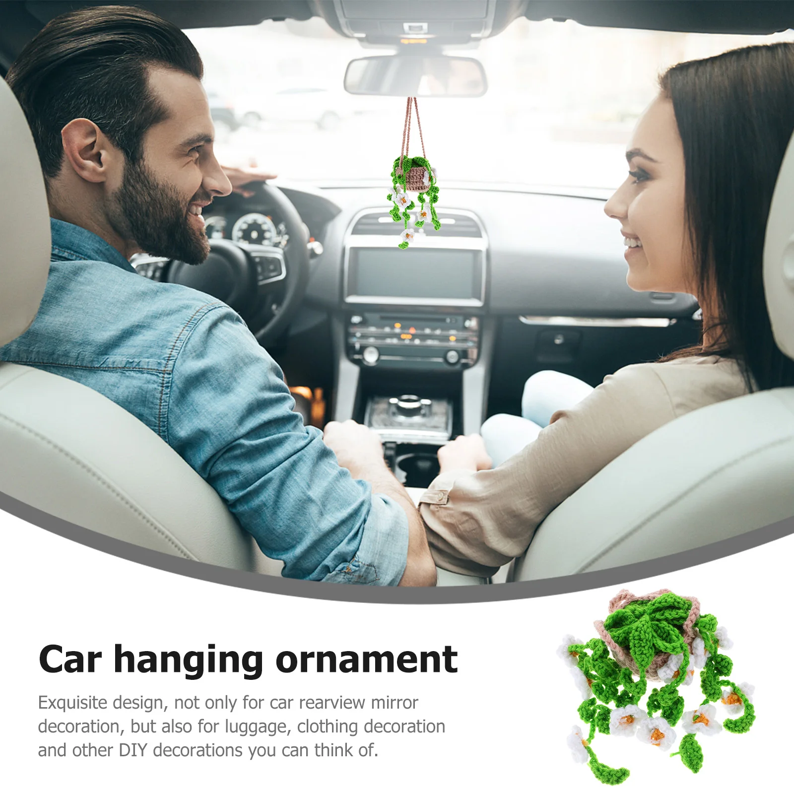 

Crochet Plant Basket Ornament Interior Decor Wall Pendant Crafts For Home Decoration Shop Wall Hanging Car Ornaments