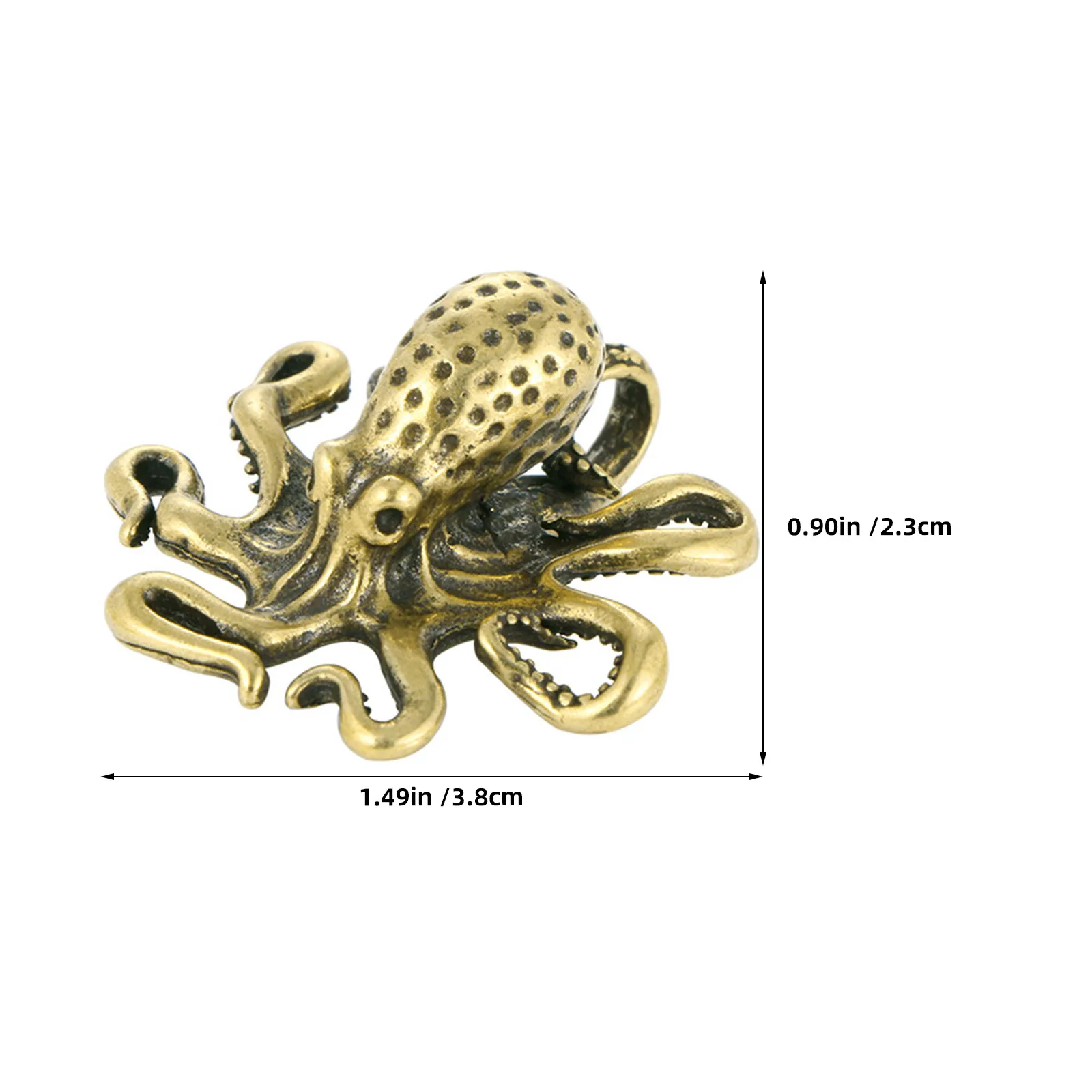 Small Brass Octopus Statue Set – Vintage Desk Decor, Feng Shui Home & Office Ornament, Tea Pet Figurine view 6