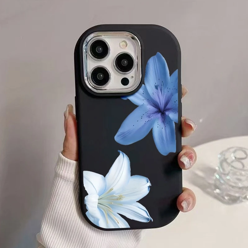 Niebieskie etui na telefon z kwiatem dla Xiaomi Redmi Note 14 Etui Redmi Note 13 12 Pro Plus 5G 12S 11S 10S Redmi 14C 13C 12C Miękka tylna obudowa