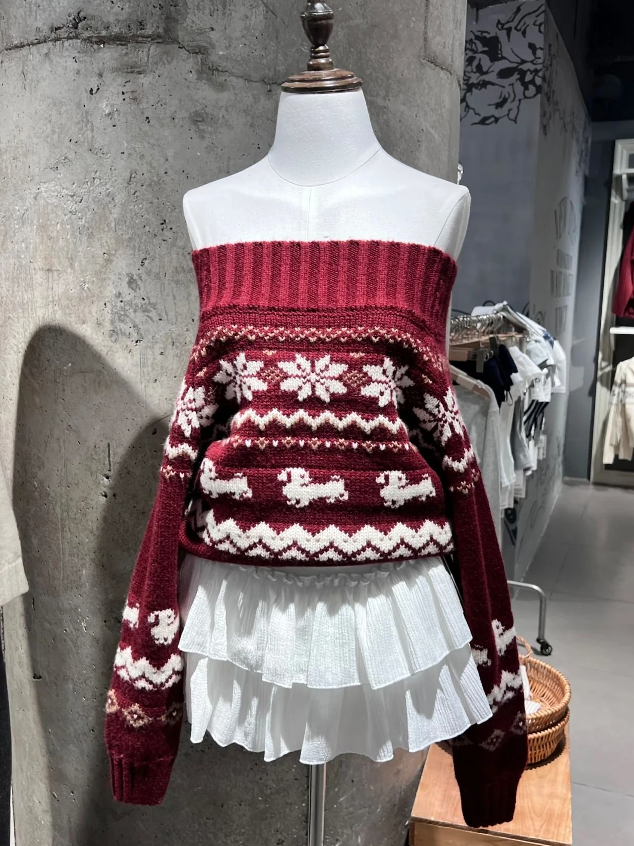 

Geometric Jacquard Sweater Women Spring Sexy Slash Neck Long Sleeve Slim Pullover Top Sweet Cute Cotton Knit Sweater Y2k Jumpers