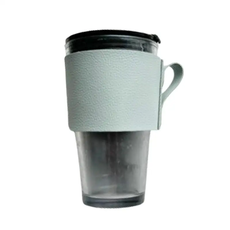 Cup Sleeves For Cold Drinks Insulated Mug Sleeve Hand Protector Reusable Jacket With Handle Cafe Insulator PU Leather For Hot &