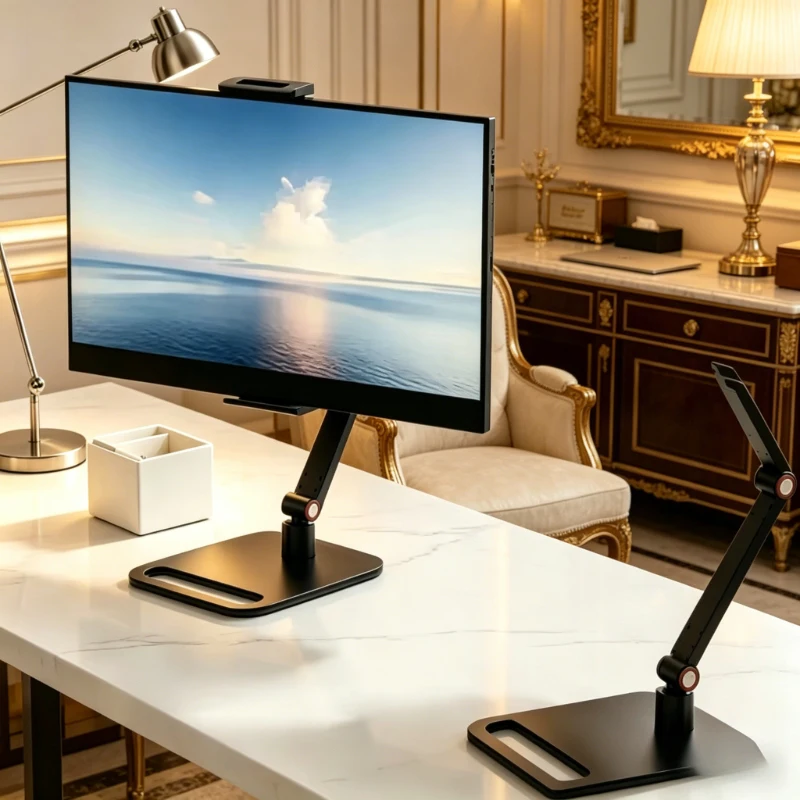 

Space-Saving Expandable Monitor Holder, Adjustable Clamp Stand for Laptop, Gaming Desktop, Phone & Vertical Screen Use