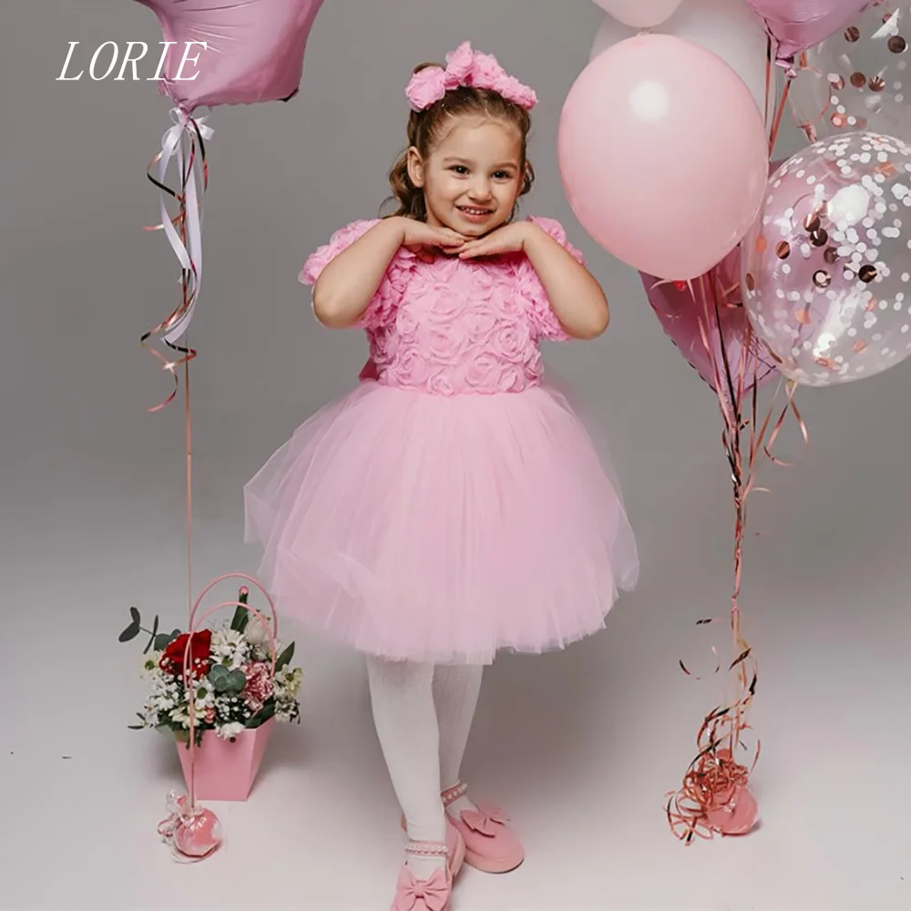 

LORIE Sweet 3D Flowers Girl Dresses Luxury Little Girl Dress Princes Princess Dress Daily Cute Baby Girl Dresses Customized 2026