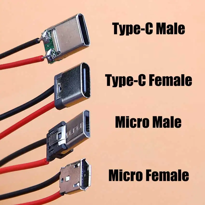 2/5/10pcs Micro USB Type-C Male Female Socket With 2Pin DIY Welding Wire Connector For Mobile Phone Charging Port Tail Plug