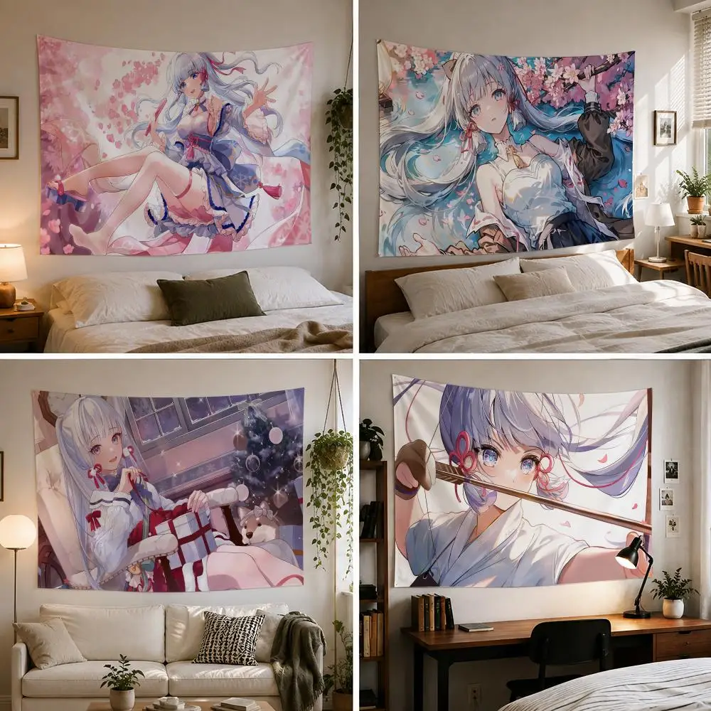 Genshin Impact Kamisato Ayaka Tapestry Custom Living Bedroom Party Dormitory interior Wall bohemian Decoration Attached clip