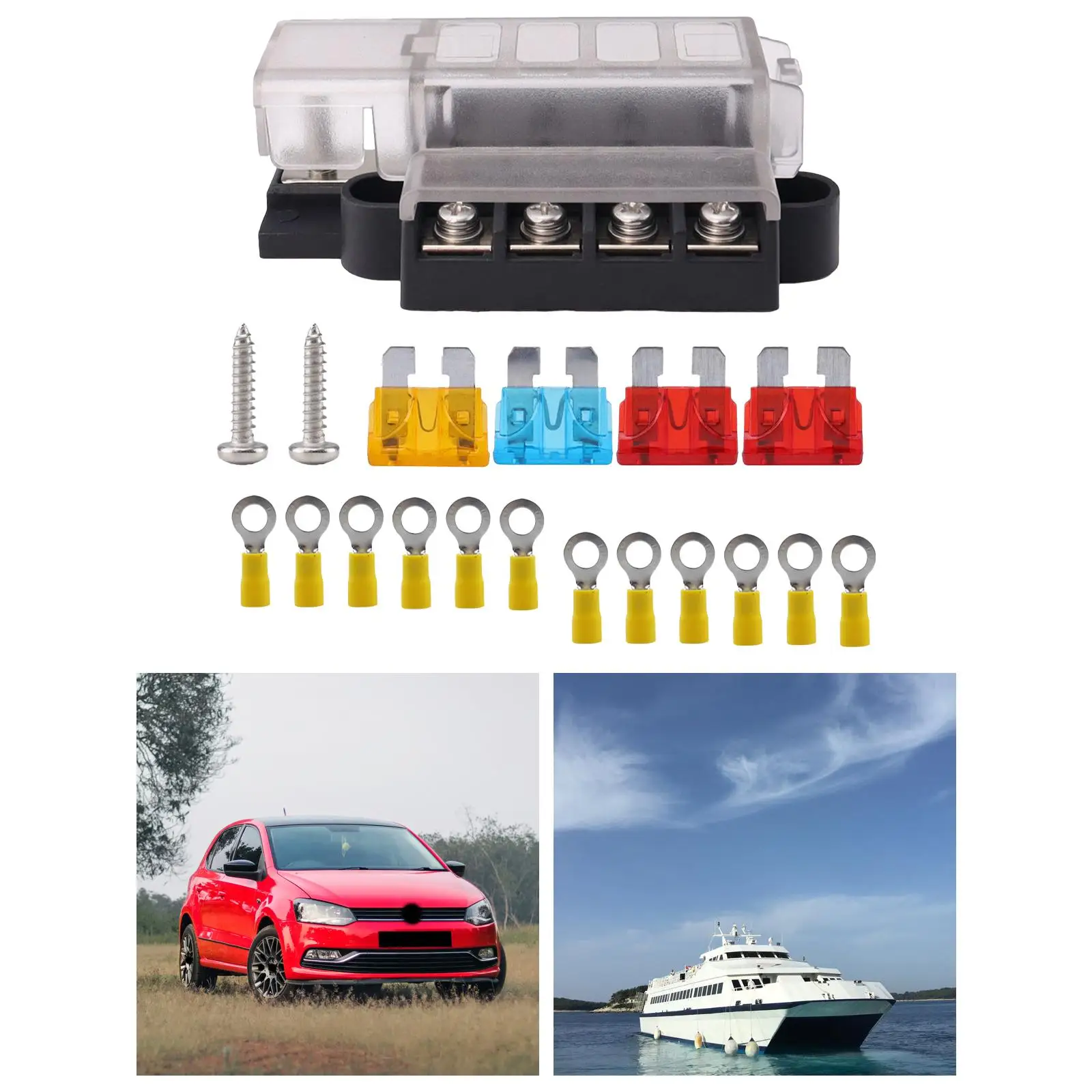 

4-контактный блок предохранителей 32 В, блок предохранителей с лезвием 1 в 4 выхода, защитная прямая замена предохранителя