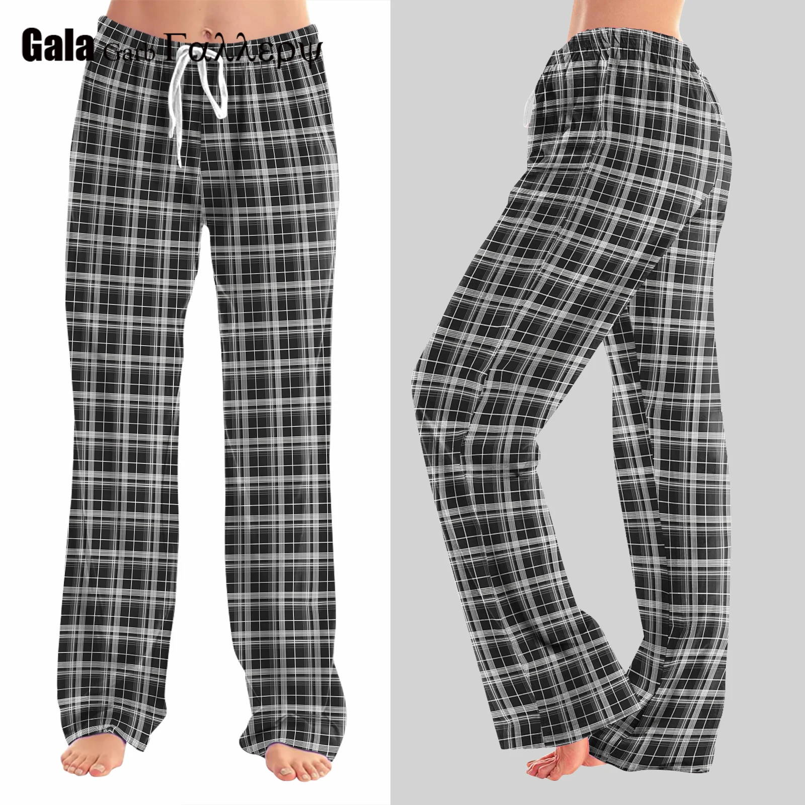 

Man Women Y2k Oversize Pants Lounge Bottoms Plaid Casual Pants Elastic High Waist Casual Pockets Pajama Pants Homewear