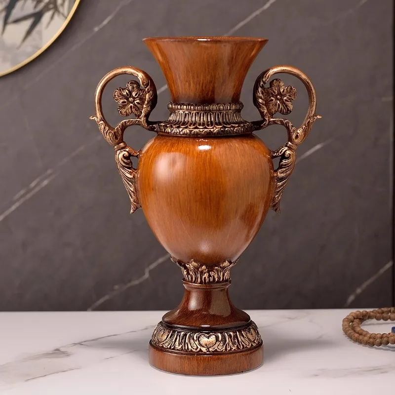

American retro resin vase, home living room entrance flower arrangement decoration, handicraft decoration