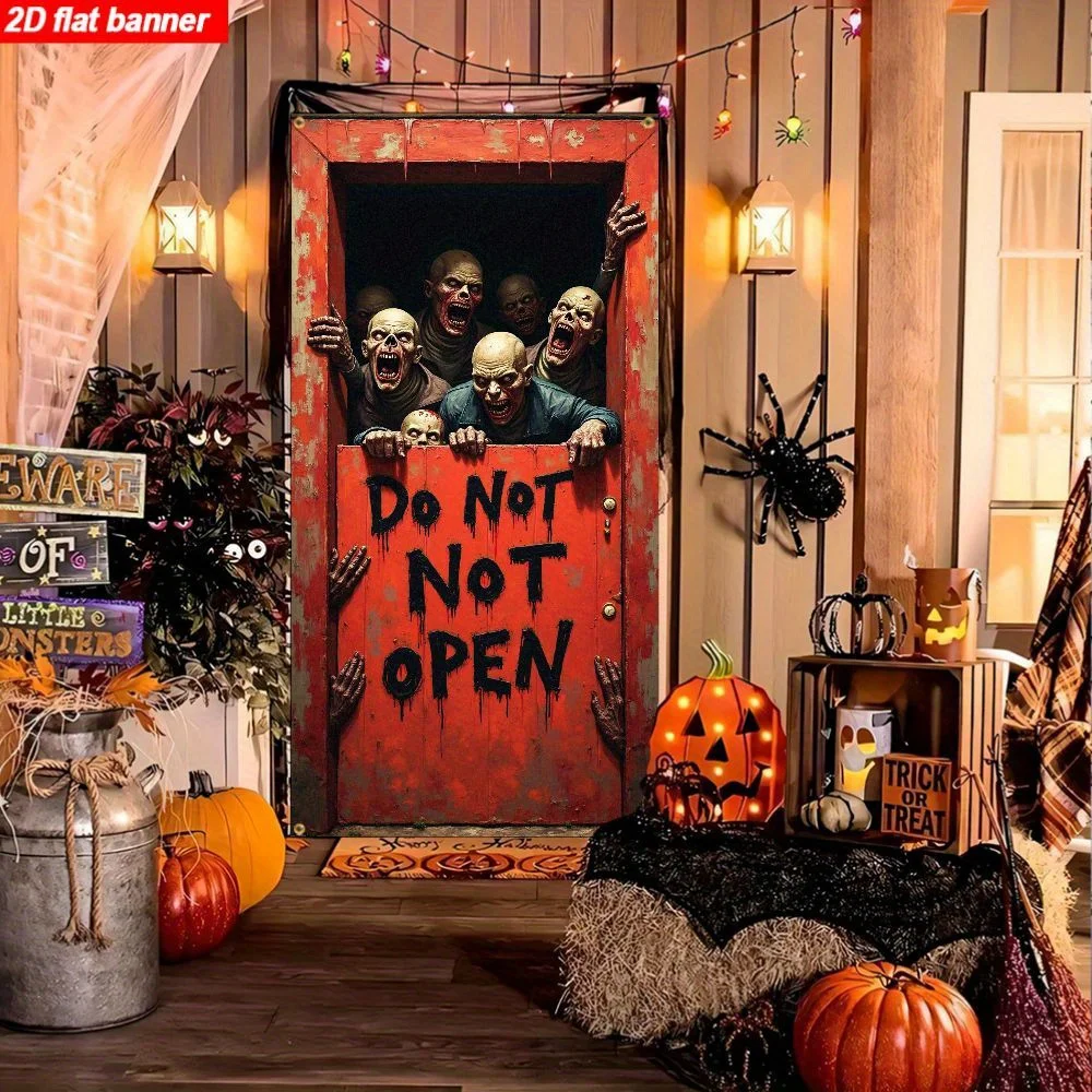 Ein 2D-Flachbanner mit Halloween-Thema. Im Bild erscheint ein furchterregender Zombie, der langsam herankommt. – Detail 4