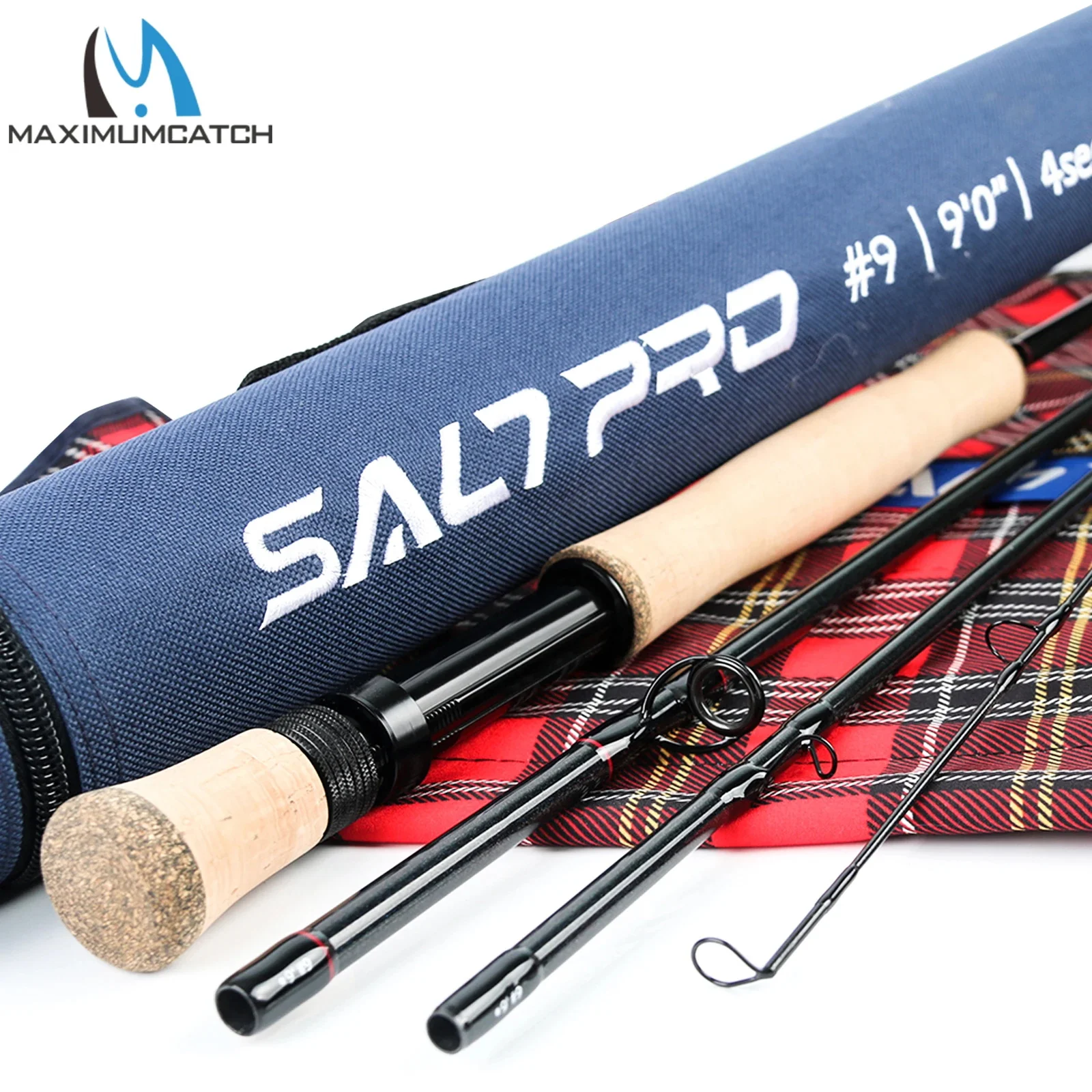 

Maximumcatch Saltpro Saltwater Fly Rod 8/9/10WT 9FT Fast Action 30T+40T SK Carbo Fly Fishing Rod 4 Sections With Extra Tube