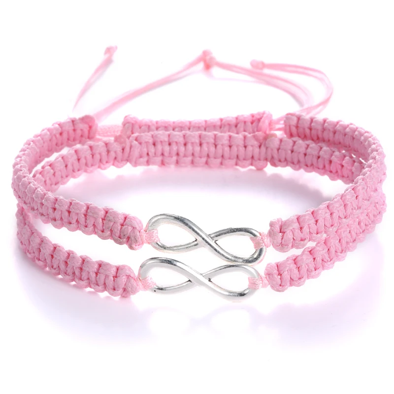 2Pcs/Set Multicolor Number 8 Infinity Lucky Bracelet For Women Men Friendship Handmade Braided Rope Charm Couple Bracelet Gifts