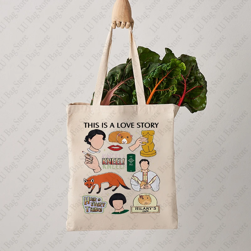 This Is A Story Love Pattern Canvas Tote Bag Fleabag Fans Gifts Fleabag Inspired Gifts TV Lover Merch Women Shopping Bags